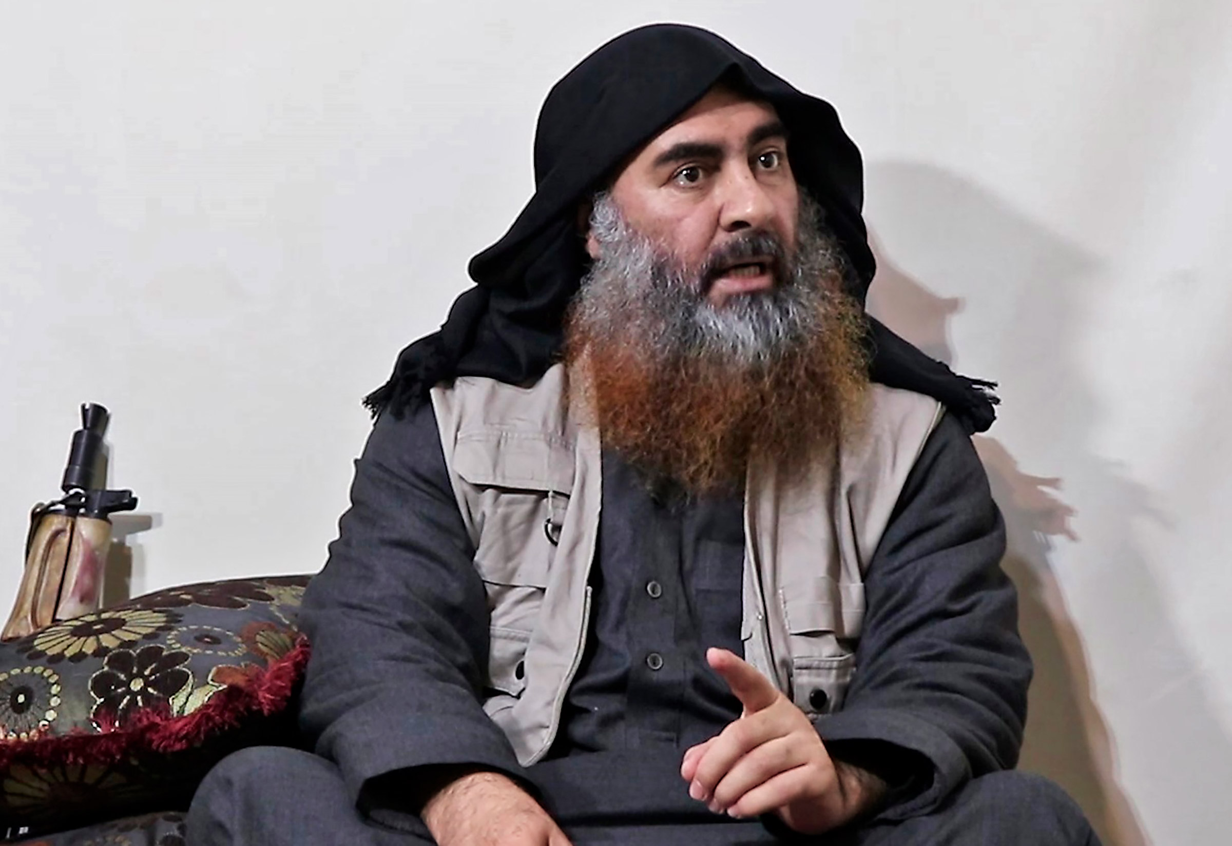 An ISIS video released in April gave the world its first glimpse of al-Baghdadi in five years (Al-Furqan Media/AFP/Getty Images)
