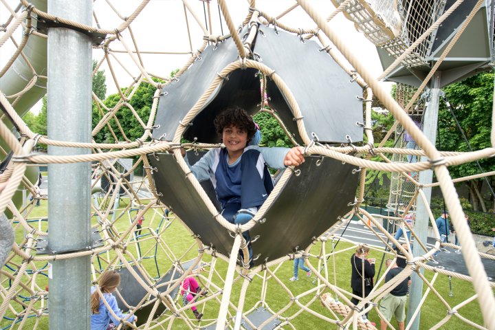 Kid playing in the playground of Artists at Play