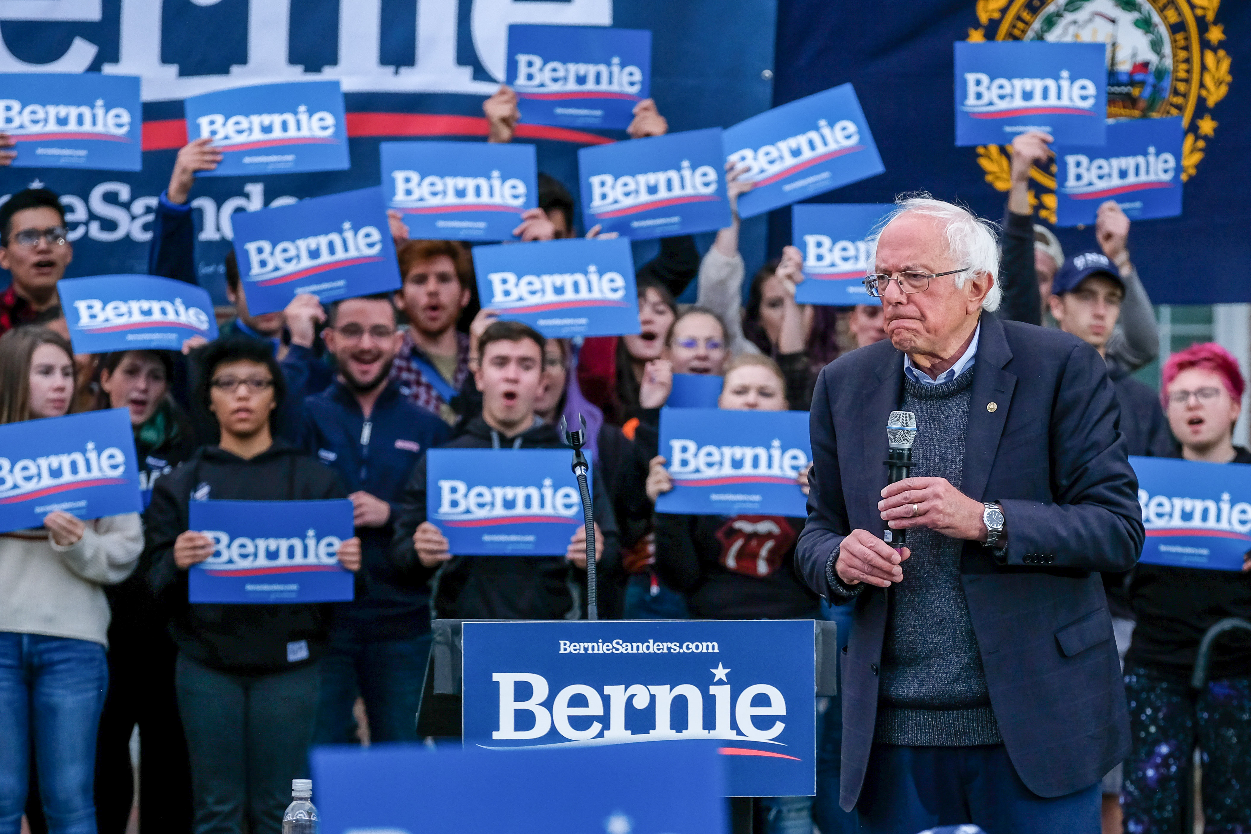 Vermont senator and presidential candidate Bernie Sanders campaigns at the University of New Hampshire on Sept. 30, 2019. (Preston Ehrler&mdash;SOPA Images/LightRocket/Getty Images)