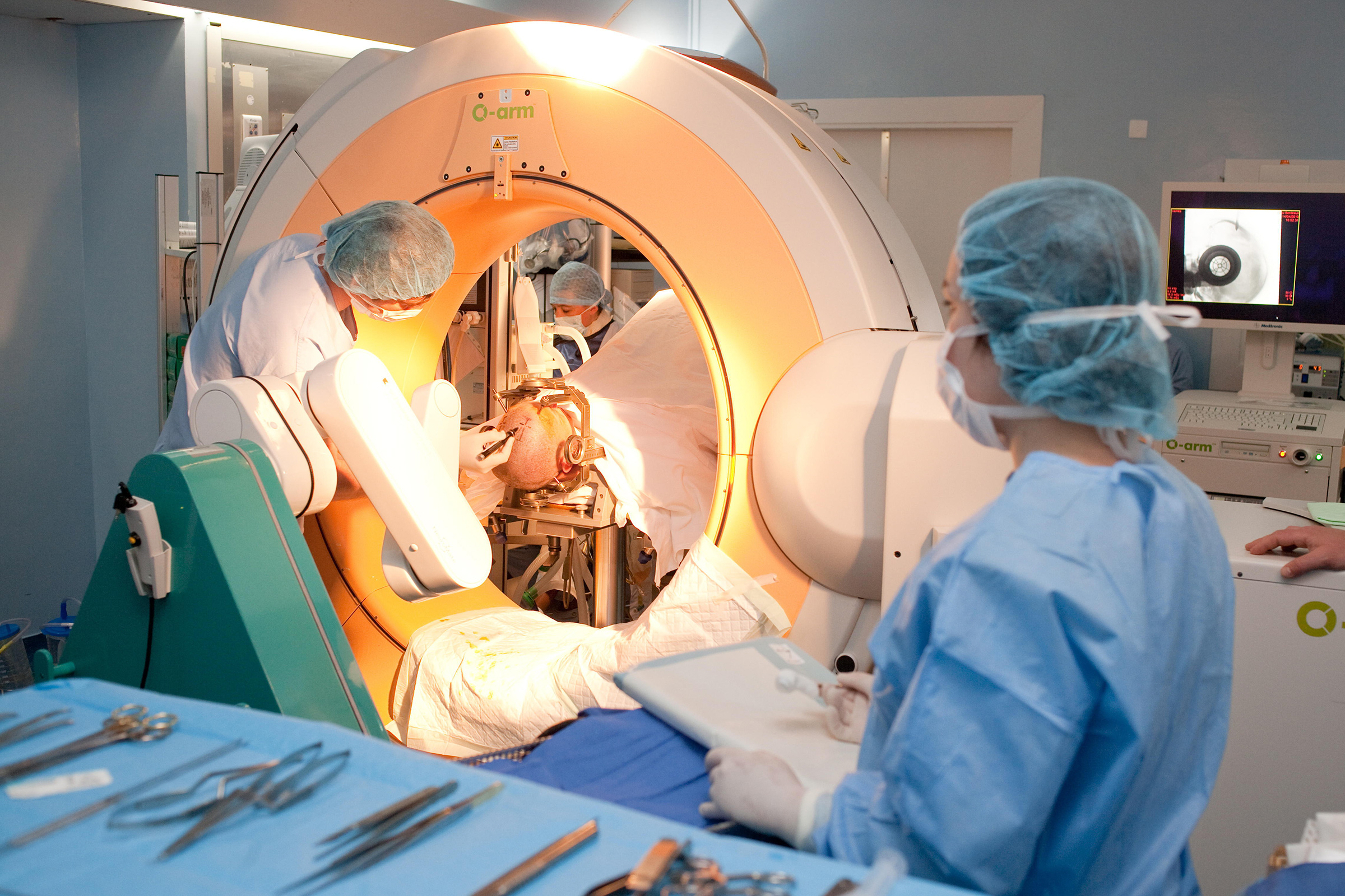 A patient receives deep brain stimulation to treat the tremors of Parkinson’s in 2010