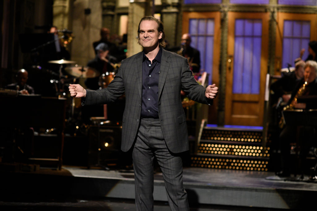 David Harbour delivers the monologue on Saturday Night Live on Oct. 12, 2019. (Will Heath—NBC&mdash;NBCU Photo Bank via Getty Images)