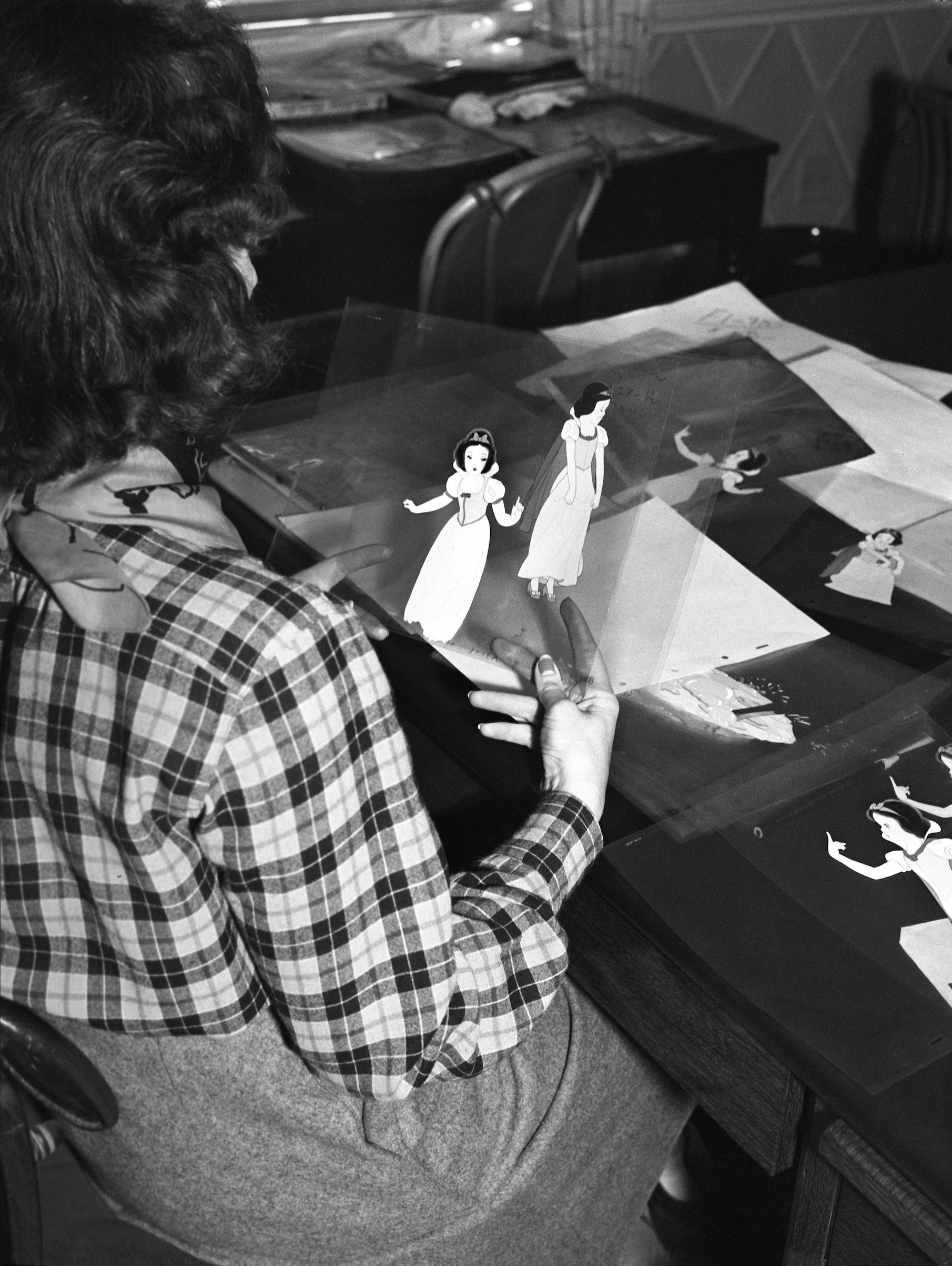 A Disney animator works on cells from the film 'Snow White' circa 1936 in Los Angeles, Calif. (Earl Theisen Collection—Getty Images)