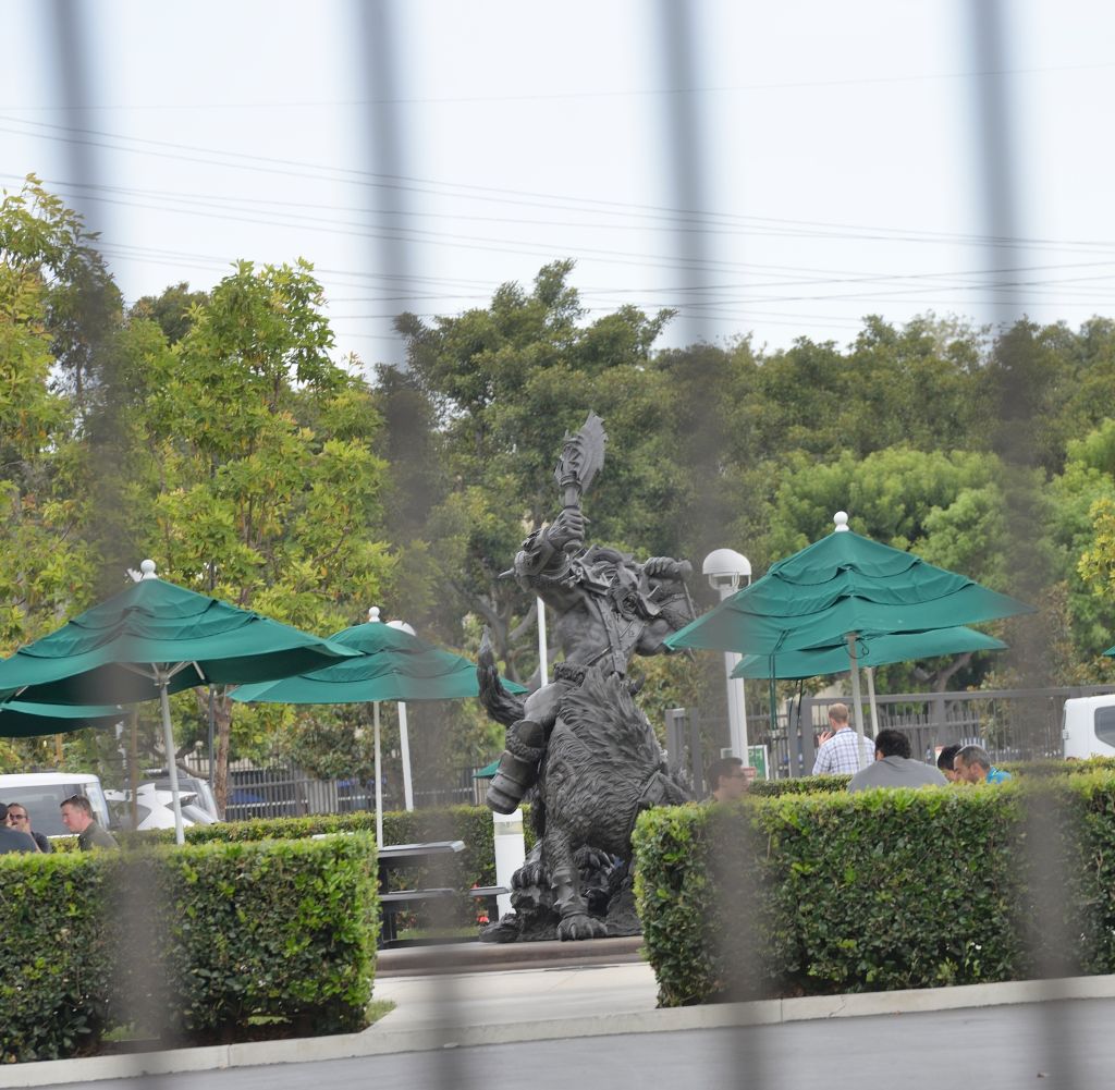 A 12-Foot Orc statue is behind bars at the Blizzard Entertainment in headquarters in Irvine, Calif., on Aug. 6, 2015. (MediaNews Group/Orange County Re—MediaNews Group via Getty Images)