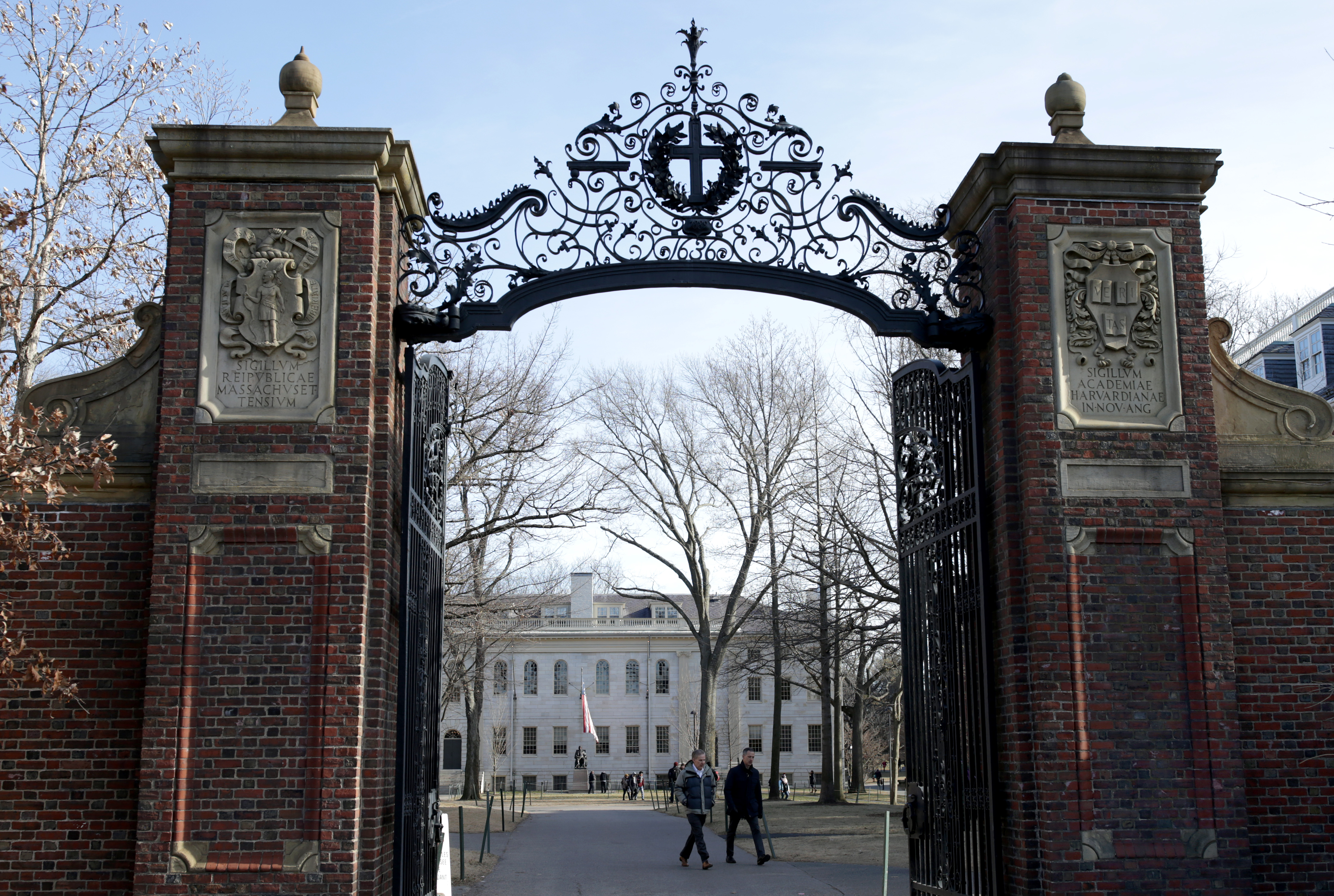 A gate to Harvard Yard at Harvard University in Cambridge, MA is pictured on Jan. 17, 2019. (Jonathan Wiggs—The Boston Globe/Getty Images)