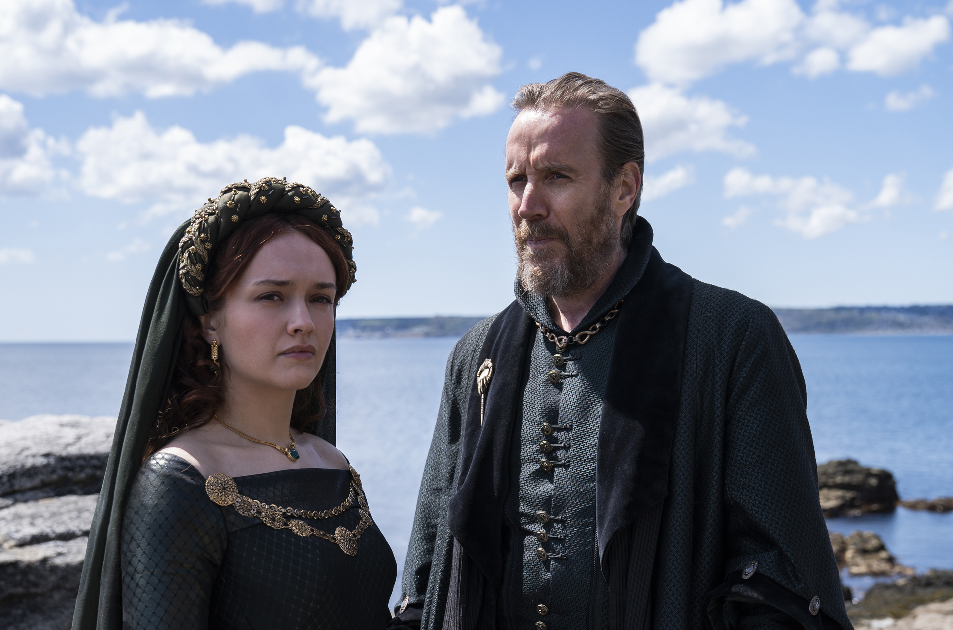Olivia Cooke and Rhys Ifans in the <i>Game of Thrones</i> prequel <i>House of the Dragon</i> (HBO Max)