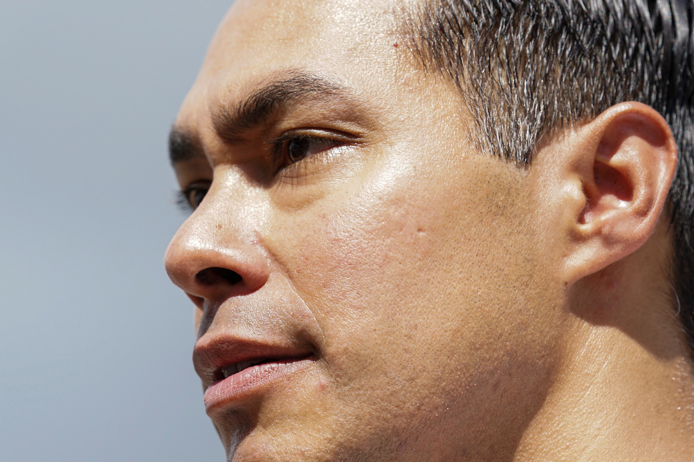 Democratic presidential candidate Julián Castro addresses the media after visiting refugees in Matamoros, Mexico, who are attempting to seek asylum in the U.S, in Brownsville, Texas, on Oct. 7, 2019. (Veronica G. Cardenas—Reuters)