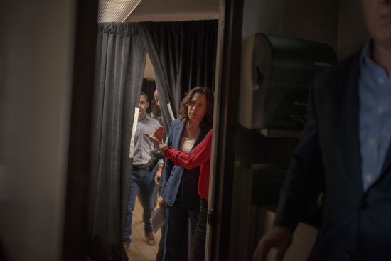 Harris backstage before her town hall in Waterloo, Iowa, on Sept. 20 2019.