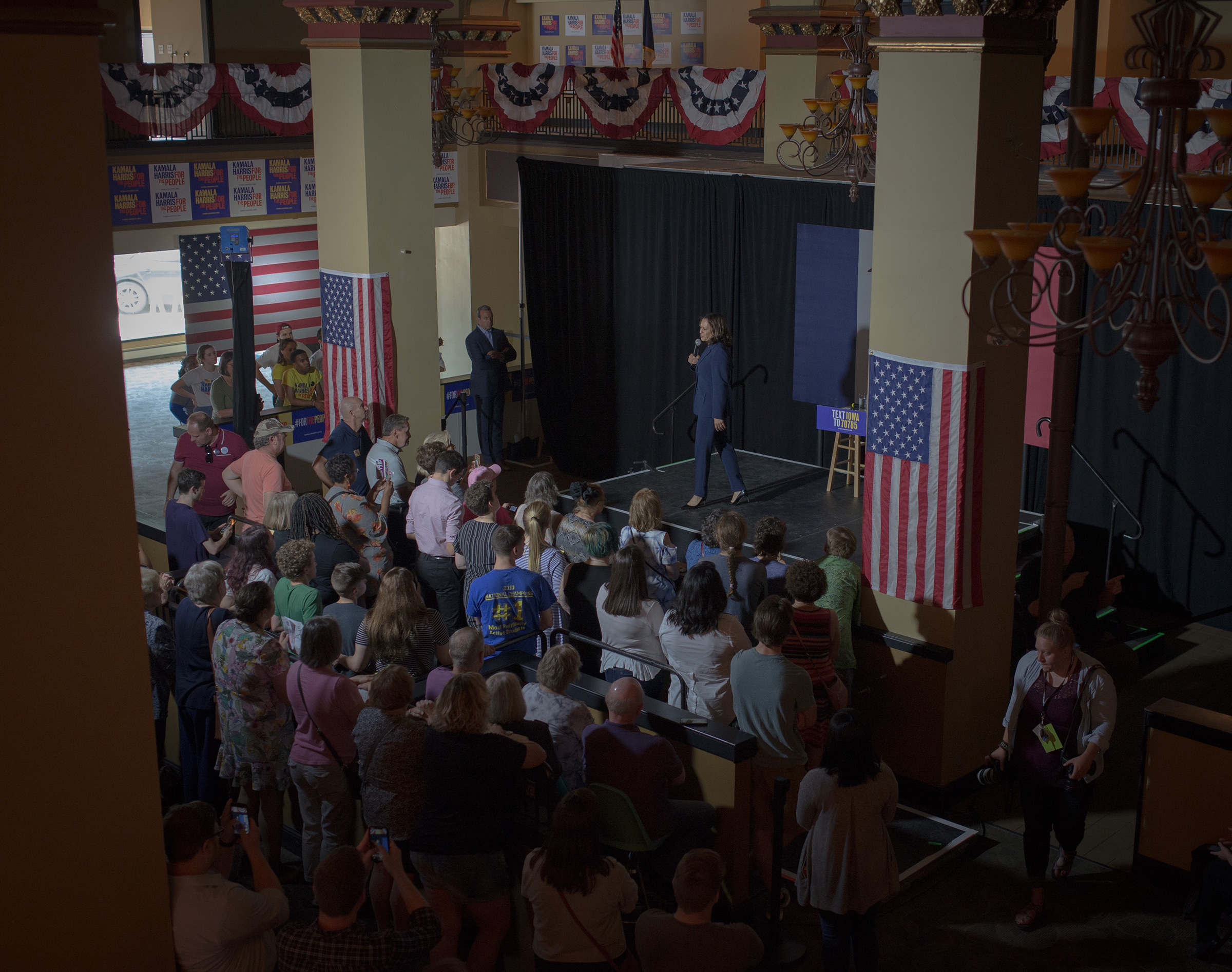 Harris speaks at her town hall in Waterloo, Iowa, on Sept. 20, 2019. (September Dawn Bottoms for TIME)