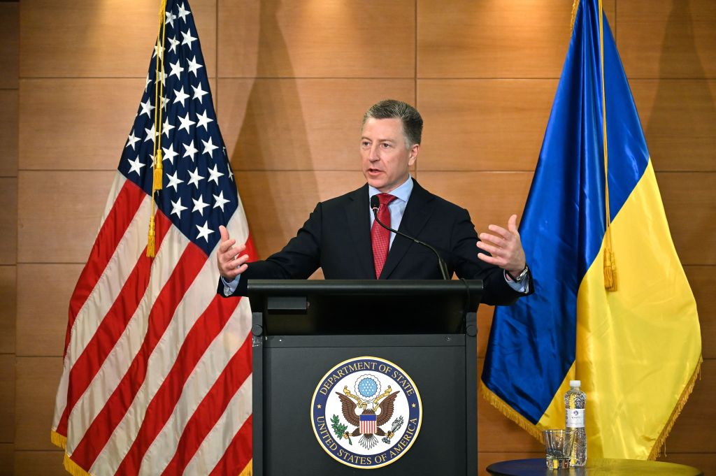Former US special envoy for Ukraine Kurt Volker speaks during a press conference in Kiev on July 27, 2019. (Sergei Supinsky—AFP/Getty Images)