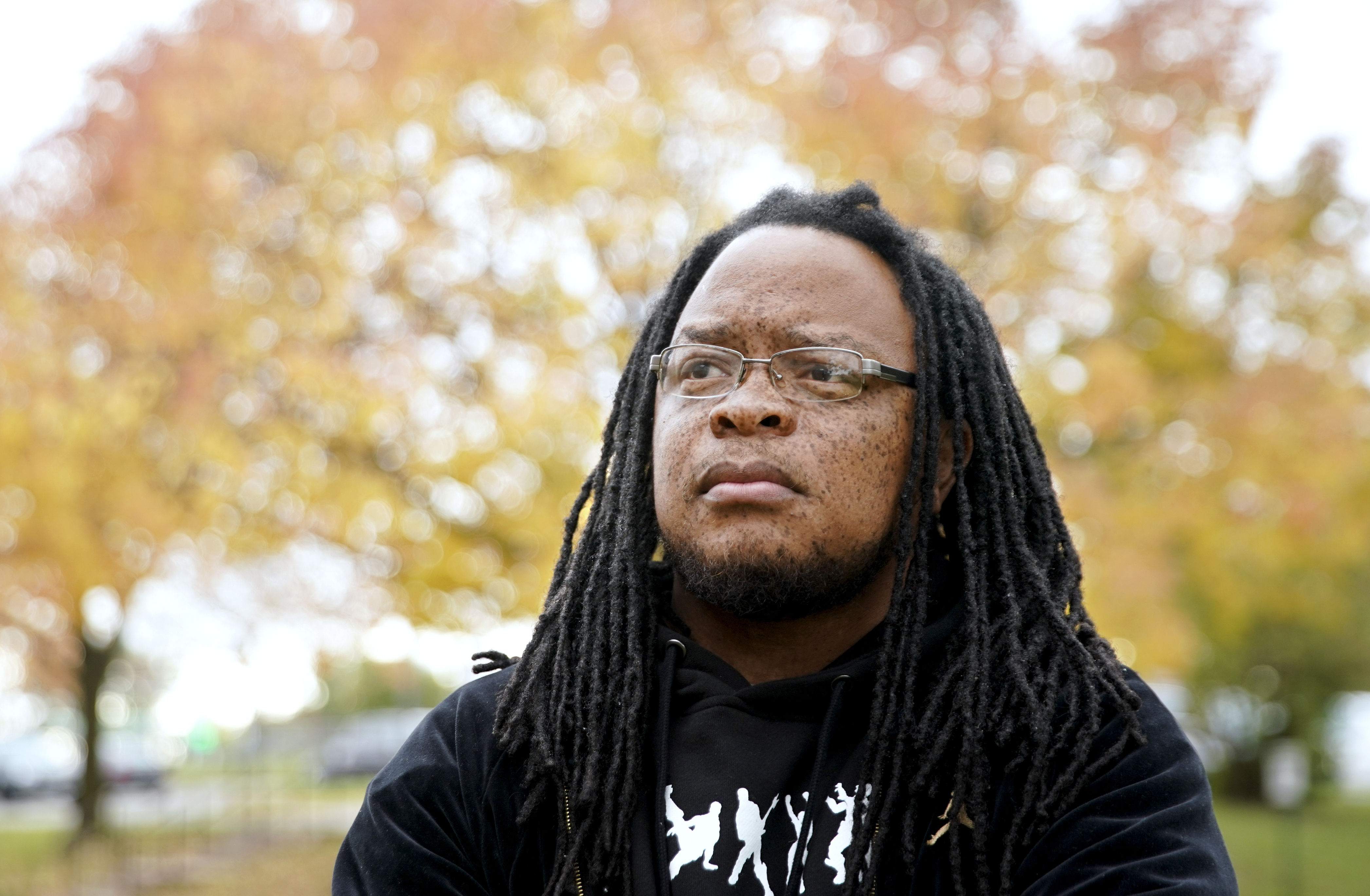 FILE - In this Oct. 17, 2019, file photo, Marlon Anderson poses for a photo in Madison, Wis. A Wisconsin school district is rehiring Anderson, a security guard after he was fired last week for repeating a racial slur while telling a student not to use it, a union official said Monday, Oct. 21. (Steve Apps/Wisconsin State Journal via AP) (Steve Apps&mdash;AP)