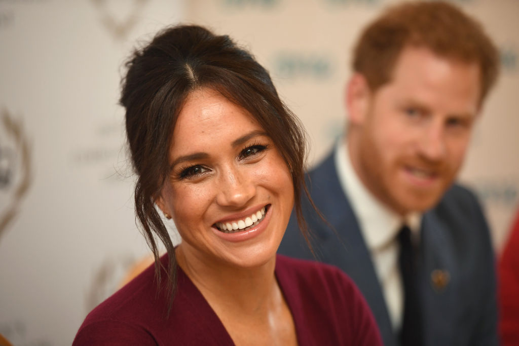 Meghan, Duchess of Sussex and Prince Harry, Duke of Sussex attend a roundtable discussion on gender equality with The Queens Commonwealth Trust (QCT) and One Young World at Windsor Castle on October 25, 2019 in Windsor, England. (Jeremy Selwyn—WPA Pool/Getty Images)
