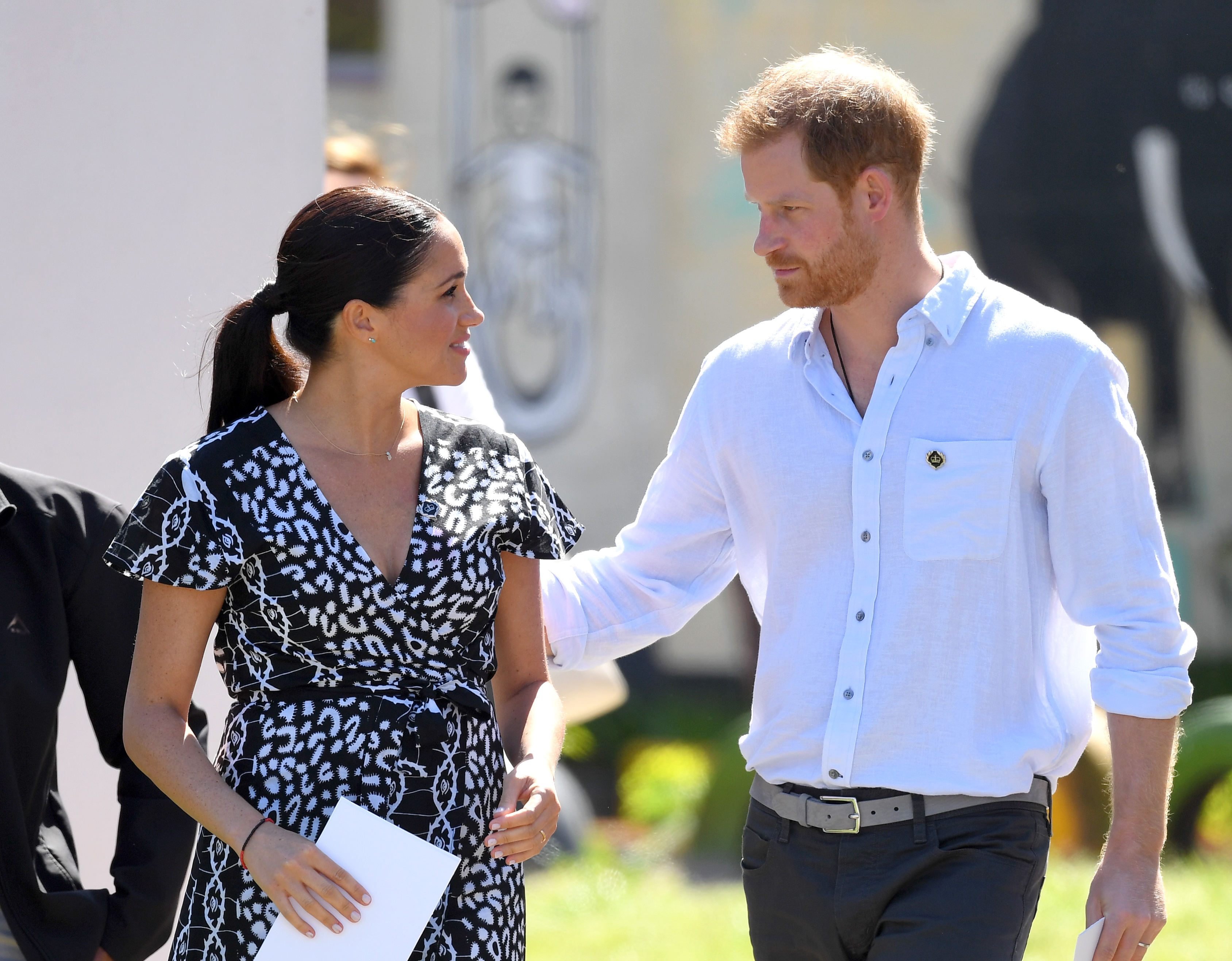 Prince Harry, Duke of Sussex and Meghan, Duchess of Sussex visit the Nyanga Township during their royal tour of South Africa on September 23, 2019 in Cape Town, South Africa. On Tuesday, Oct. 1, 2019, Prince Harry announced Markle is suing a U.K. tabloid over its coverage. (Karwai Tang—WireImage)