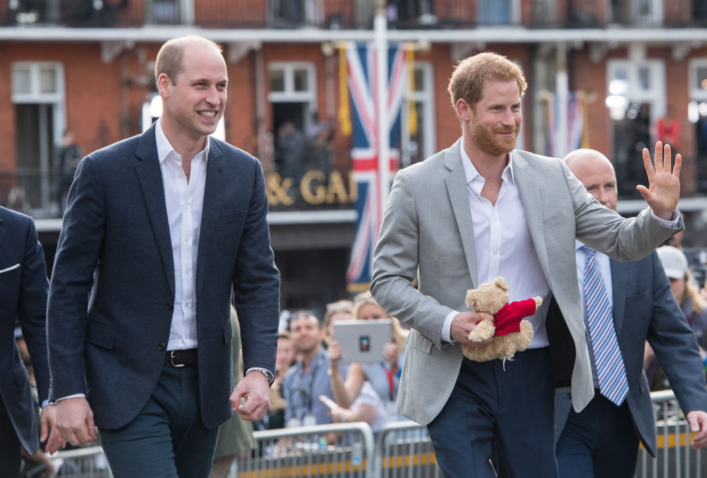 Prince Harry and Prince William meet the public in Windsor on the eve of the wedding at Windsor Castle on May 18, 2018 in Windsor, England. (Samir Hussein—WireImage)