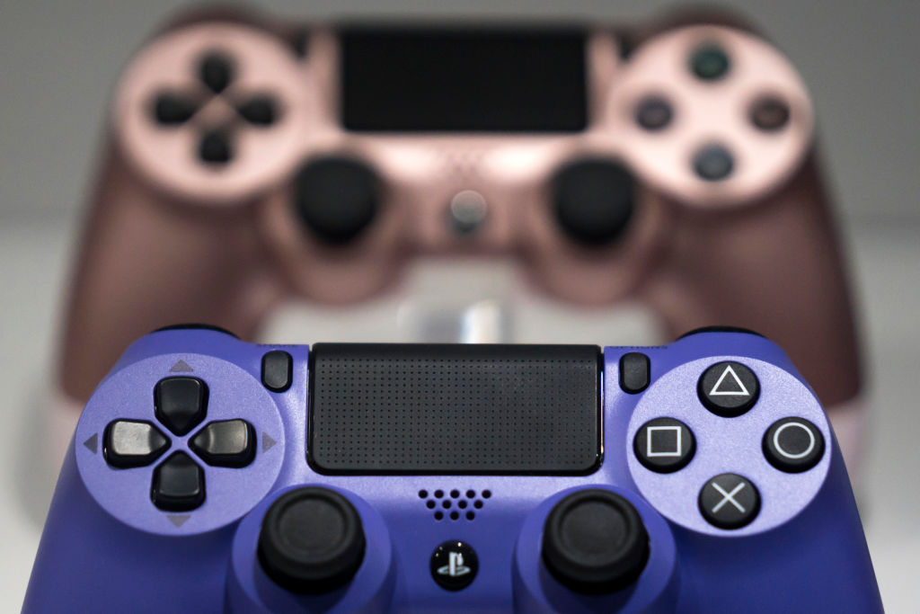 CHIBA, JAPAN - SEPTEMBER 12:  Wireless controller for the PlayStation 4 (PS4) game console are displayed in the Sony Interactive Entertainment Inc. booth on the business day of the Tokyo Game Show 2019 at Makuhari Messe on September 12, 2019 in Chiba, Japan. The Tokyo Game Show will be open to the public on September 14 and 15, 2019. (Photo by Tomohiro Ohsumi/Getty Images) (Tomohiro Ohsumi&mdash;Getty Images)