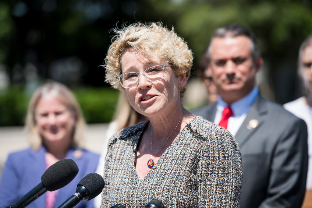 Rep. Chrissy Houlahan, D-Pa., speaks during the press conference outside the Capitol to launch the Servicewomen &amp; Women Veterans Congressional Caucus on Wednesday, May 15, 2019. (Bill Clark&mdash;CQ-Roll Call, Inc via Getty Imag)