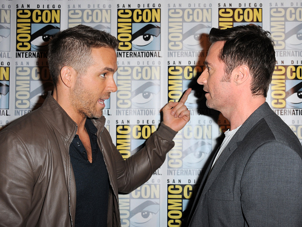 Ryan Reynolds and Hugh Jackman attend the 20th Century FOX panel during Comic-Con International 2015 at the San Diego Convention Center in San Diego, California on July 11, 2015.
