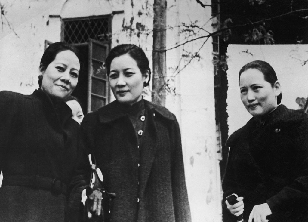 The Soong sisters, left to right: Soong Ei-ling (1890 - 1973), Soong May-ling (1897 - 2003) and Soong Ching-ling (1893 - 1981) in Chongqing (Chunking), China, 1940. The sisters were uniquely influential in Chinese politics in the early 20th Century, with Ai-ling marrying banker and finance minister H. H. Kung, May-ling working with and marrying Chinese Nationalist leader Chiang Kai-shek and Ching-ling marrying first President of the Republic of China, Sun Yat-sen. (Topical Press Agency—Getty Images)