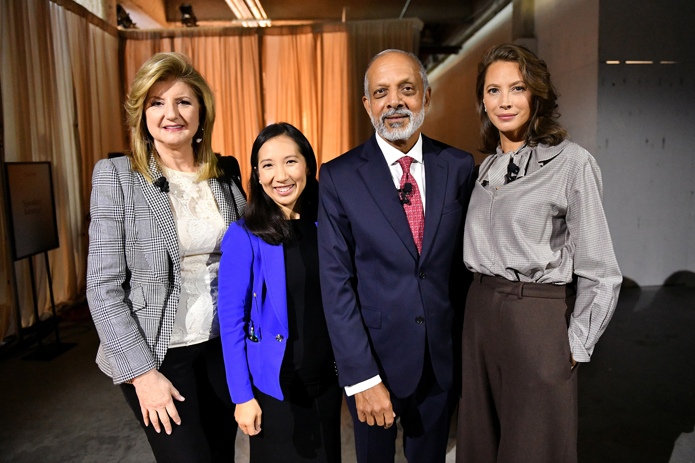 (L-R) Arianna Huffington, Dr. Leana Wen, Dr. Naveen Rao and Christy Turlington Burns pose backstage during the TIME 100 Health Summit at Pier 17 in New York City on Oct. 17, 2019. (Craig Barritt—Getty Images for TIME 100 Health)