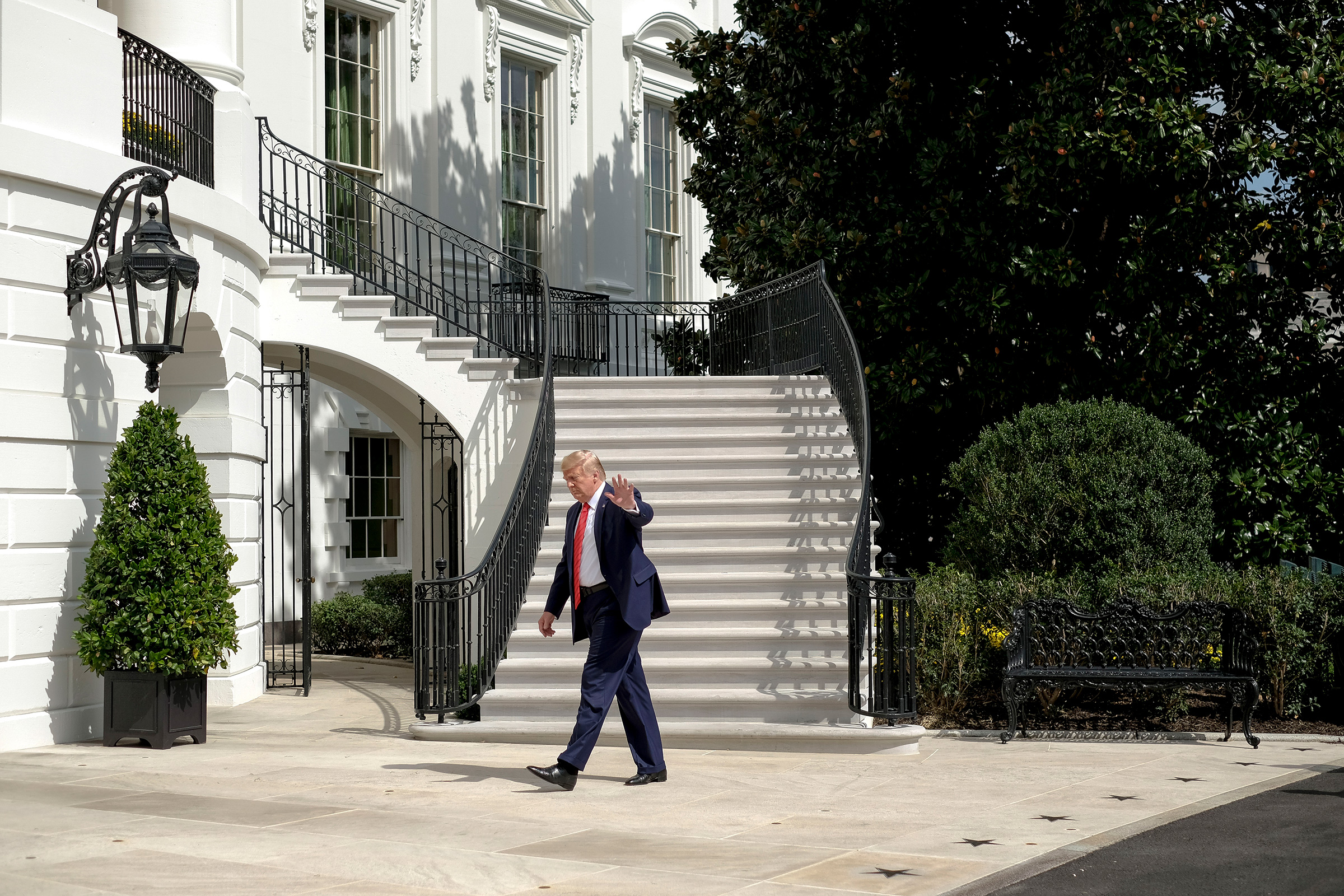 President Donald Trump arrives at the White House in Washington, D.C. on Sept. 26, 2019. (Gabriella Demczuk for TIME)