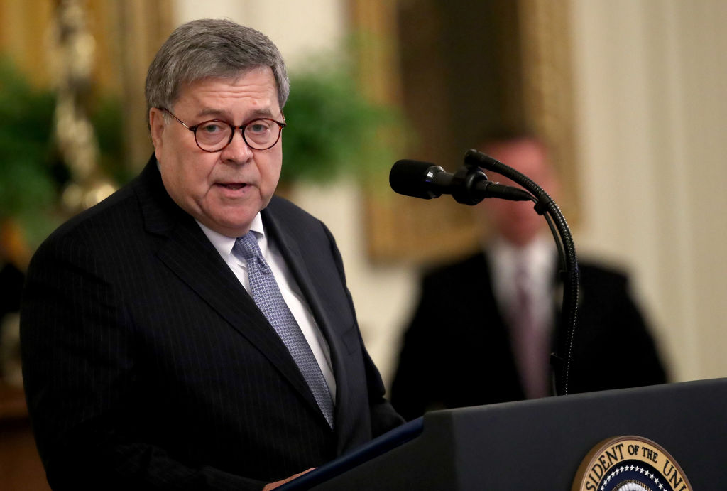 U.S. Attorney General William Barr delivers remarks during a White House ceremony Sept. 9, 2019 in Washington, DC. (Win McNamee/Getty Images)