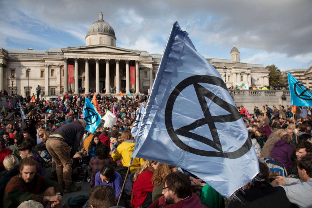 Extinction Rebellion take over Trafalgar Square in a climate protest on 16th October 2019 in London, England, United Kingdom. (Mike Kemp – In Pictures/Getty Images)