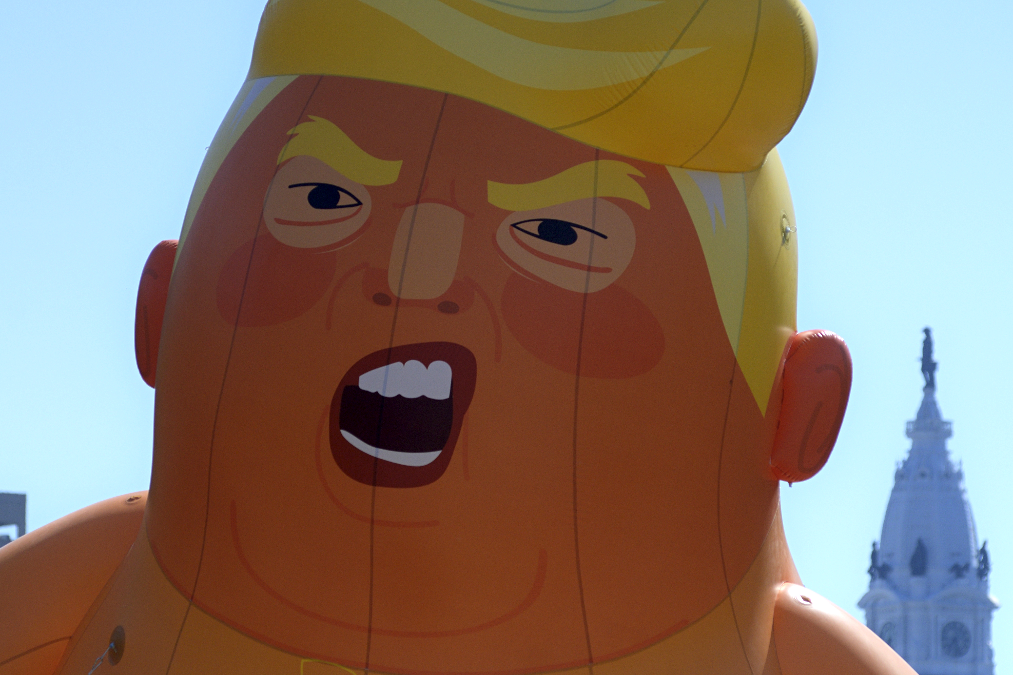 The Baby Trump balloon participates in a Peoples March for Puerto Rico, commemorating the second anniversary of Hurricane Maria, at a protest march in Philadelphia on Sept. 21, 2019. (Bastiaan Slabbers&mdash;NurPhoto/Getty Images)