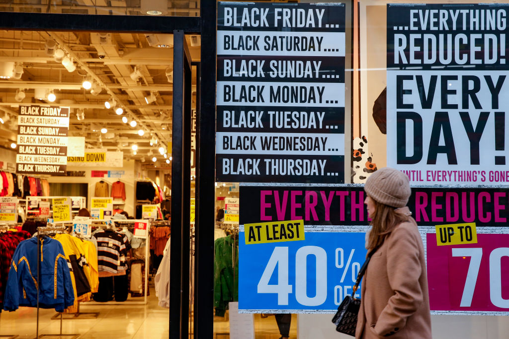 A Forever 21 store advertises sales ahead of the Black Friday sales on November 20, 2019 in London, England. (Hollie Adams—Getty Images)