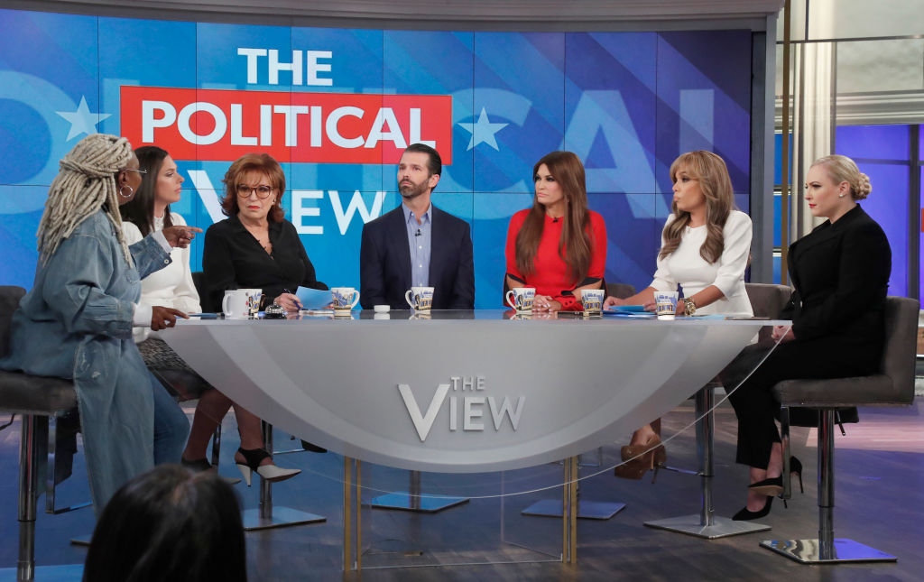 Donald Trump Jr. and Kimberly Guilfoyle appearing on ABC's "The View" on Nov. 7. (Lou Rocco&mdash;ABC via Getty Images)