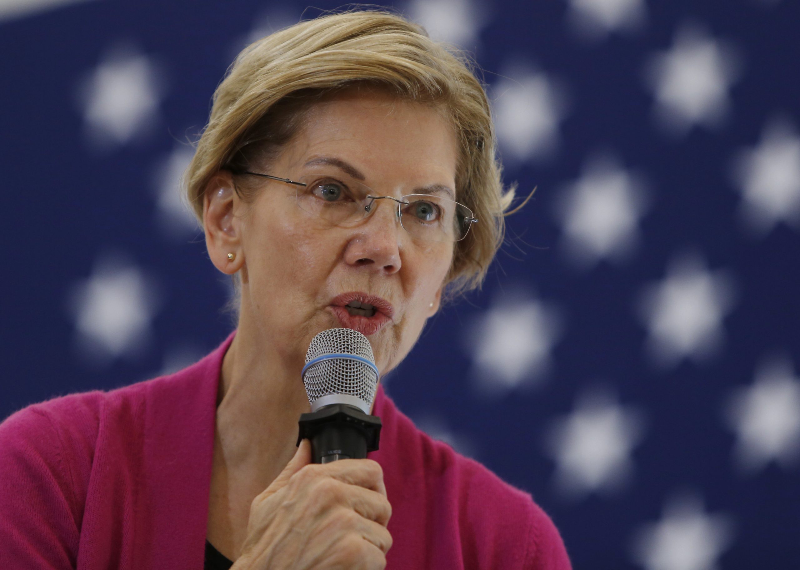 Senator and presidential candidate Elizabeth Warren speaks during a town hall at the University of New Hampshire in Durham, NH on Oct. 30, 2019. (Jessica Rinaldi—Boston Globe/Getty Images)