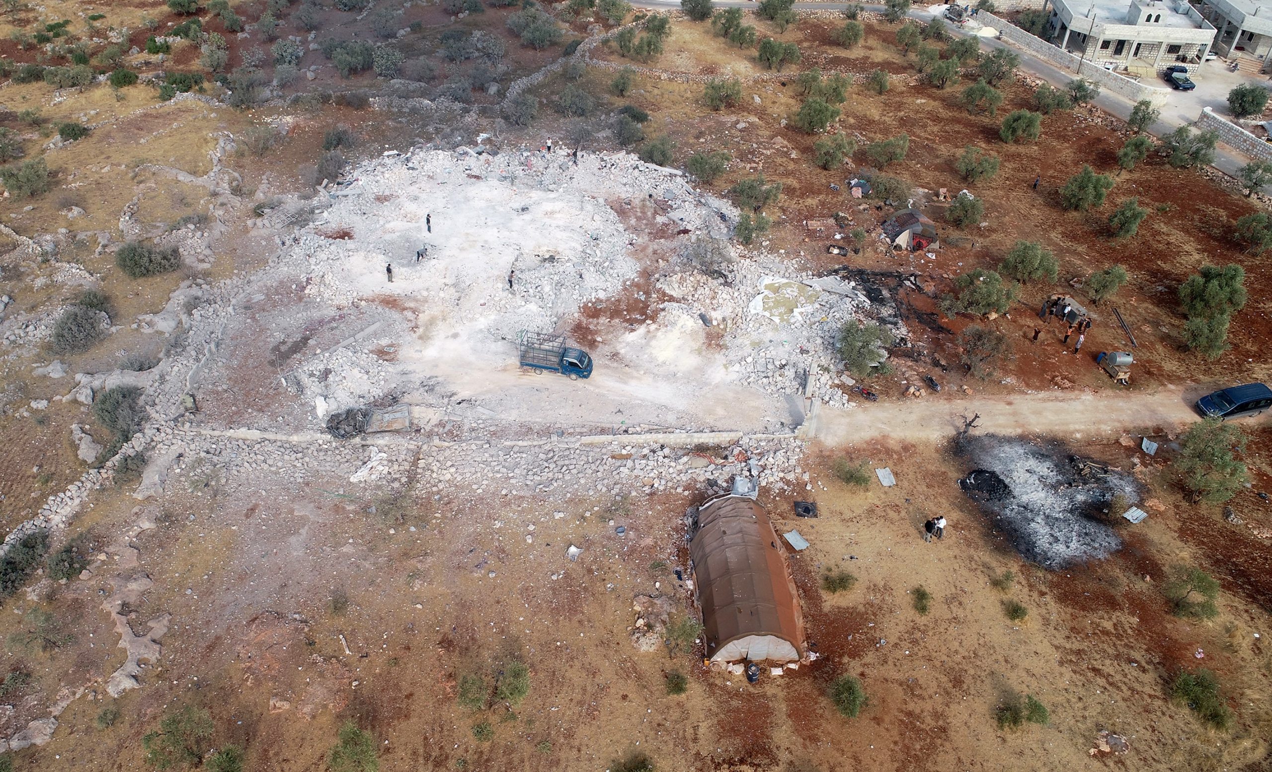 A drone photo shows an aerial view of operation area where ISIS leader Abu Bakr al-Baghdadi died on October 28, 2019 in Idlib, Syria . (Ahmet Weys—Anadolu Agency/Getty Images)
