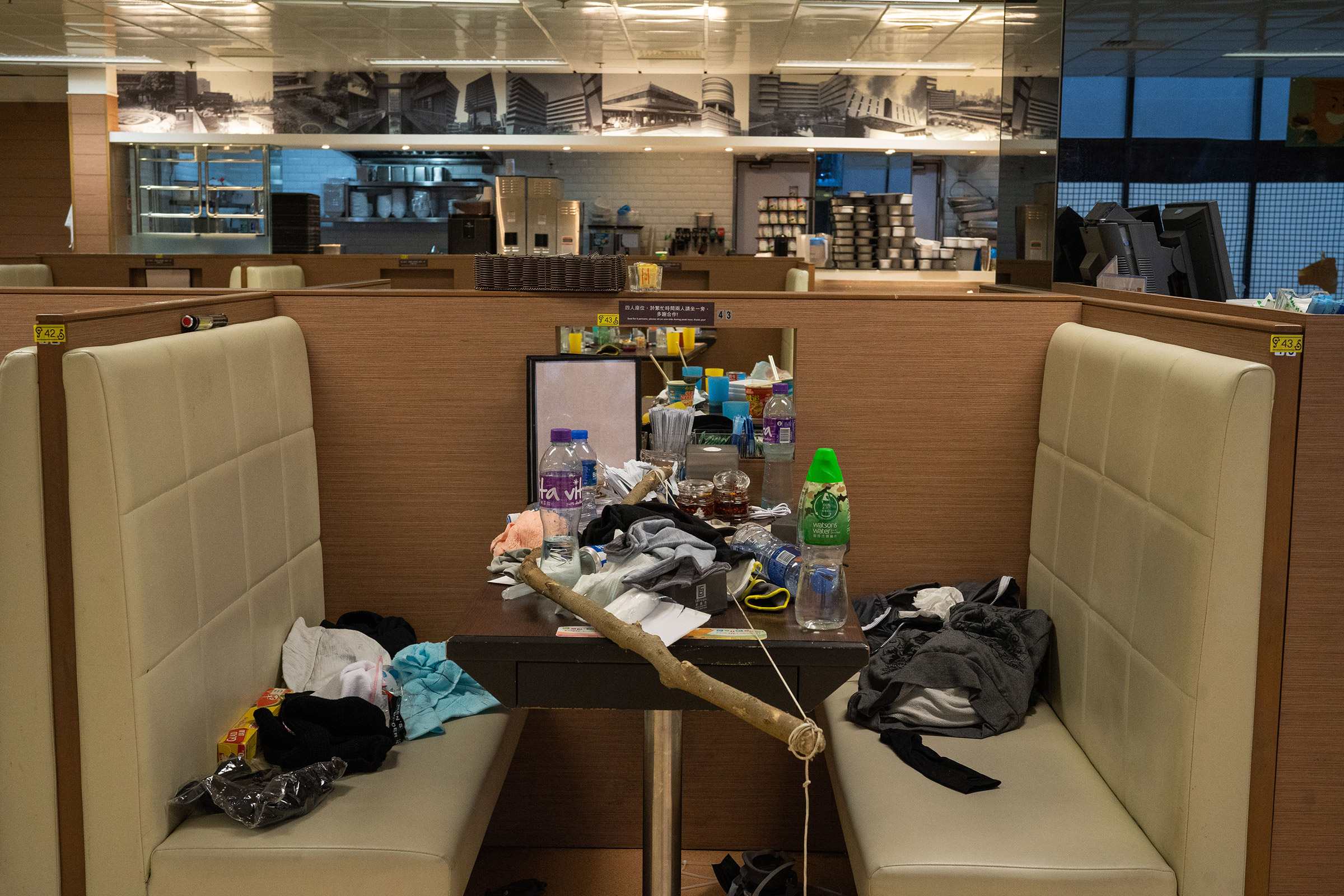 A canteen is seen inside PolyU after a three-day stand off between protesters and police, Nov. 19.