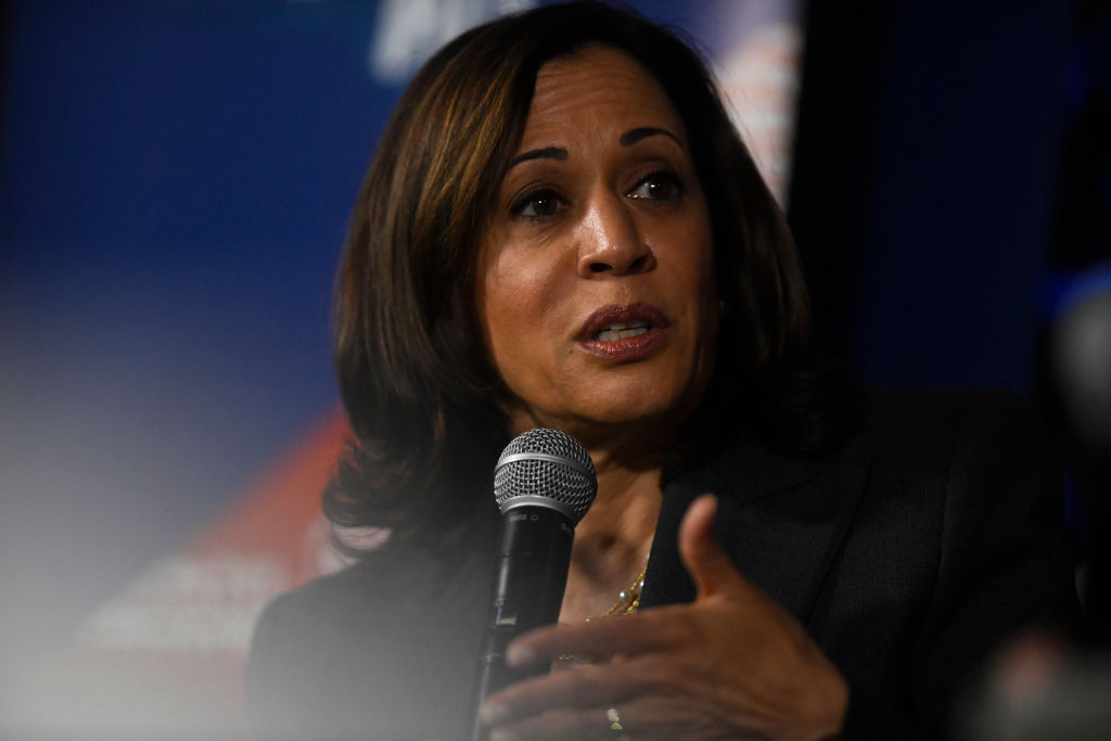 Democratic presidential candidate, U.S. Sen. Kamala Harris (D-CA) speaks during a town hall at the Eastern State Penitentiary on October 28, 2019 in Philadelphia, Pennsylvania. (Mark Makela—Getty Images)