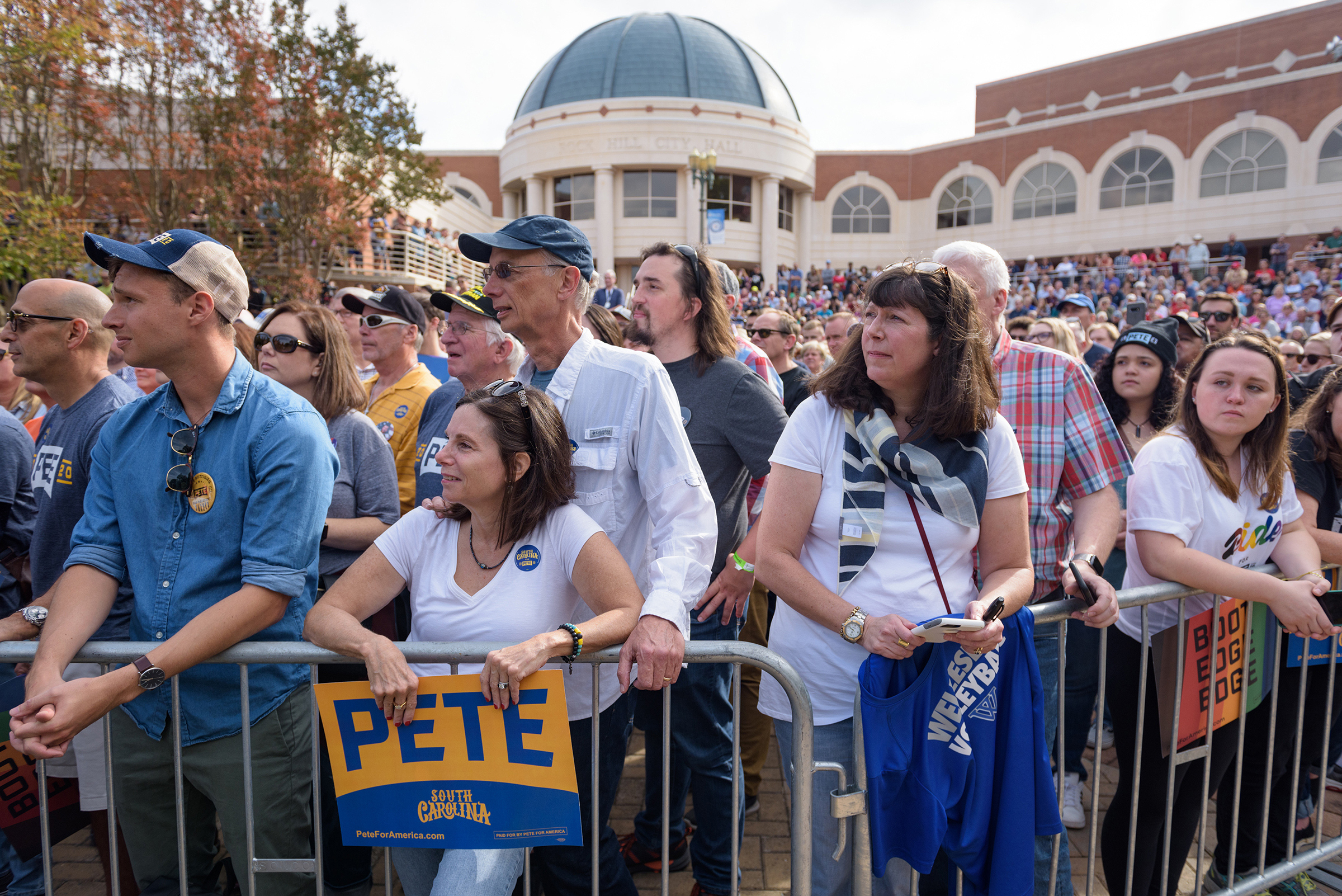 Attendees wait for Mayor Pete Buttigieg of South Bend, Ind., a Democratic presidential hopeful, to arrive at a campaign event in Rock Hill, S.C., on Oct. 26, 2019. (Bryan Cereijo/The New York Times)