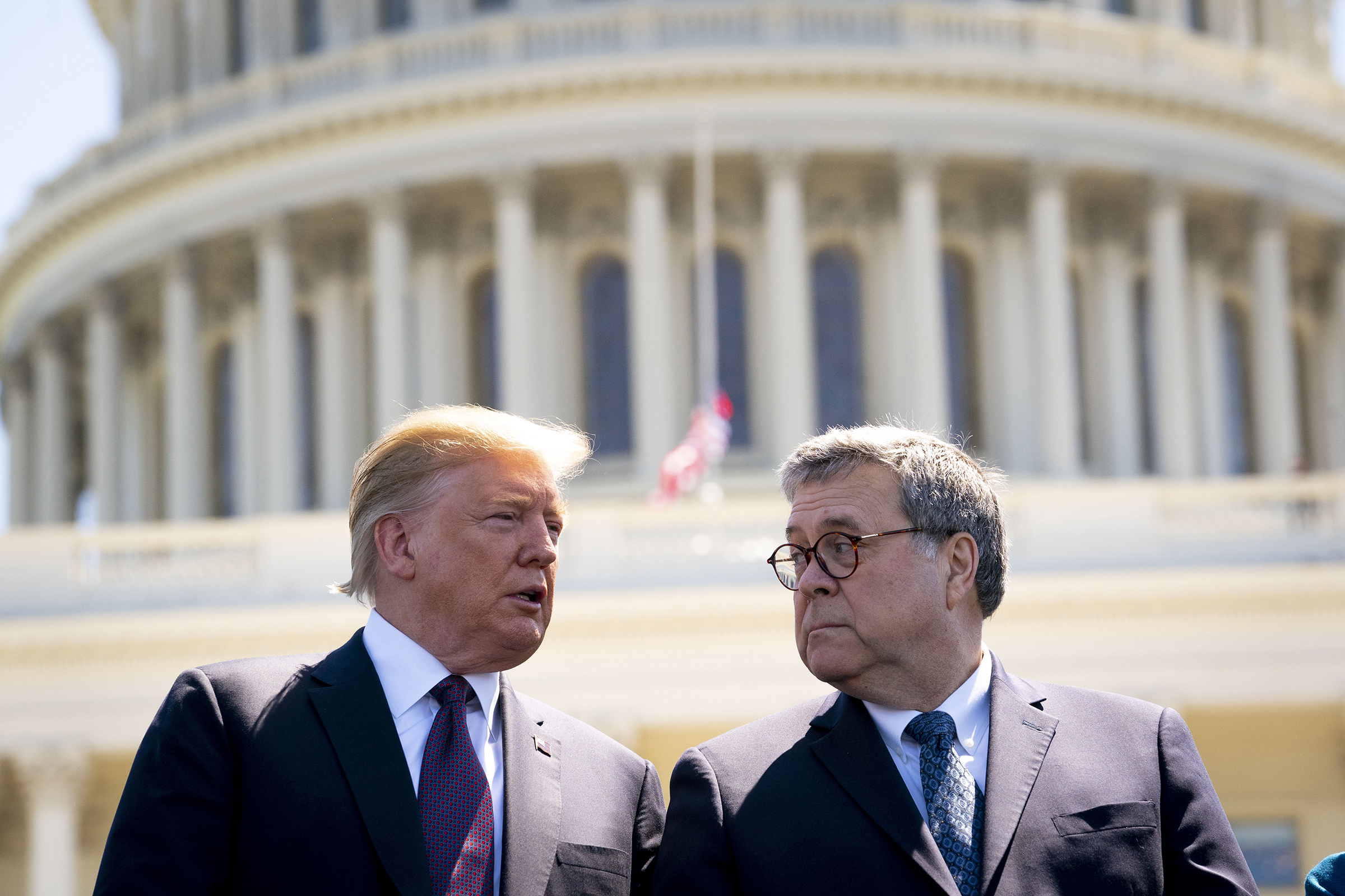 President Donald Trump and Attorney General William Barr on Capitol Hill in Washington D.C., on May 15, 2019. (Doug Mills—The New York Times/Redux)