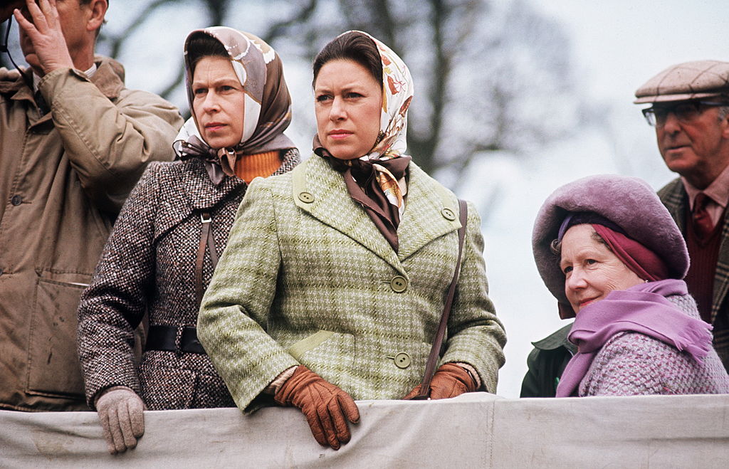 Queen Mother With Queen And Princess Margaret At The Badminton Horse Trials (Tim Graham Photo Library via Getty Images)