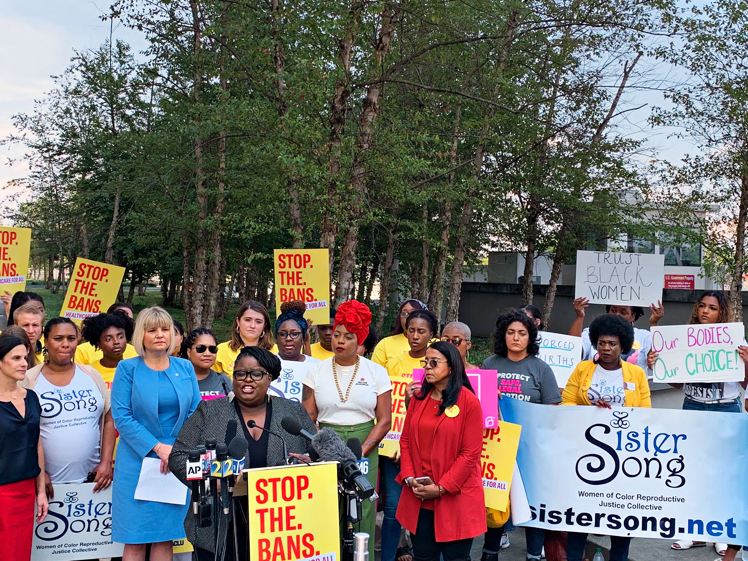 Simpson speaks about the lawsuit challenging Georgia’s abortion law, on June 28 (Oreoluwa Adegboyega—SisterSong)