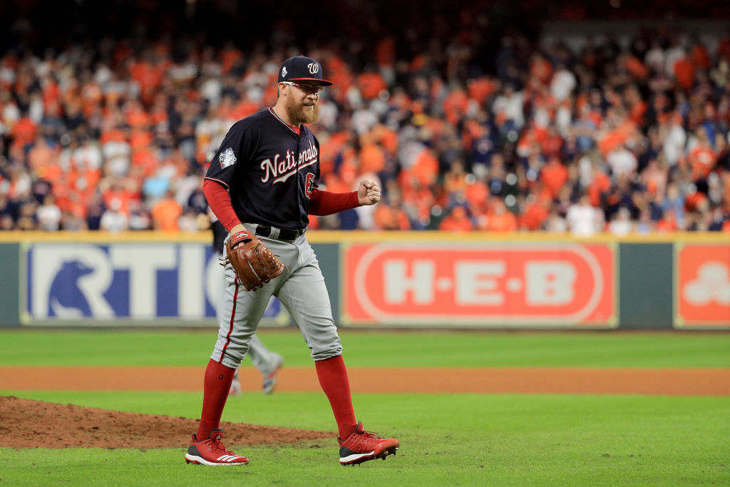Sean Doolittle of the Washington Nationals during Game Six of the 2019 World Series on October 29, 2019 (Mike Ehrmann—Getty Images)