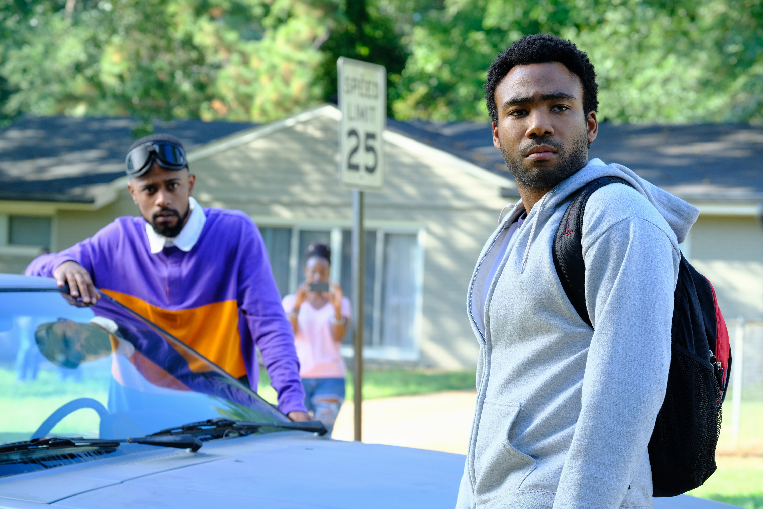 Lakeith Stanfield and Donald Glover in 'Atlanta,' just one of many examples of indelible political art that predated Trump's presidency (FX Networks/Everett Collection)