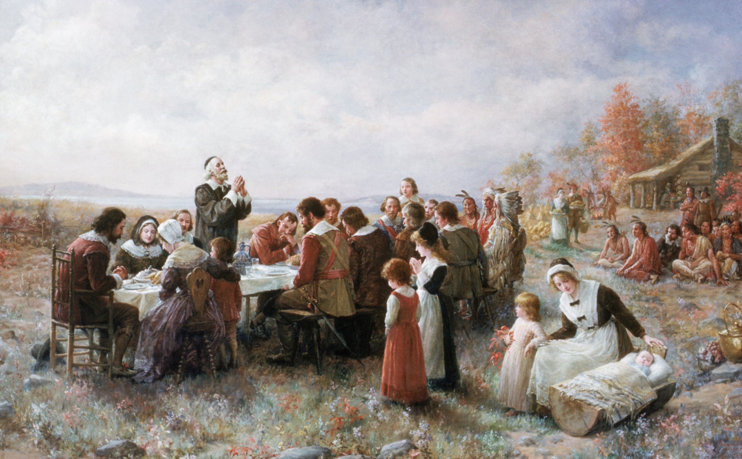 The First Thanksgiving by Jennie Augusta Brownscombe