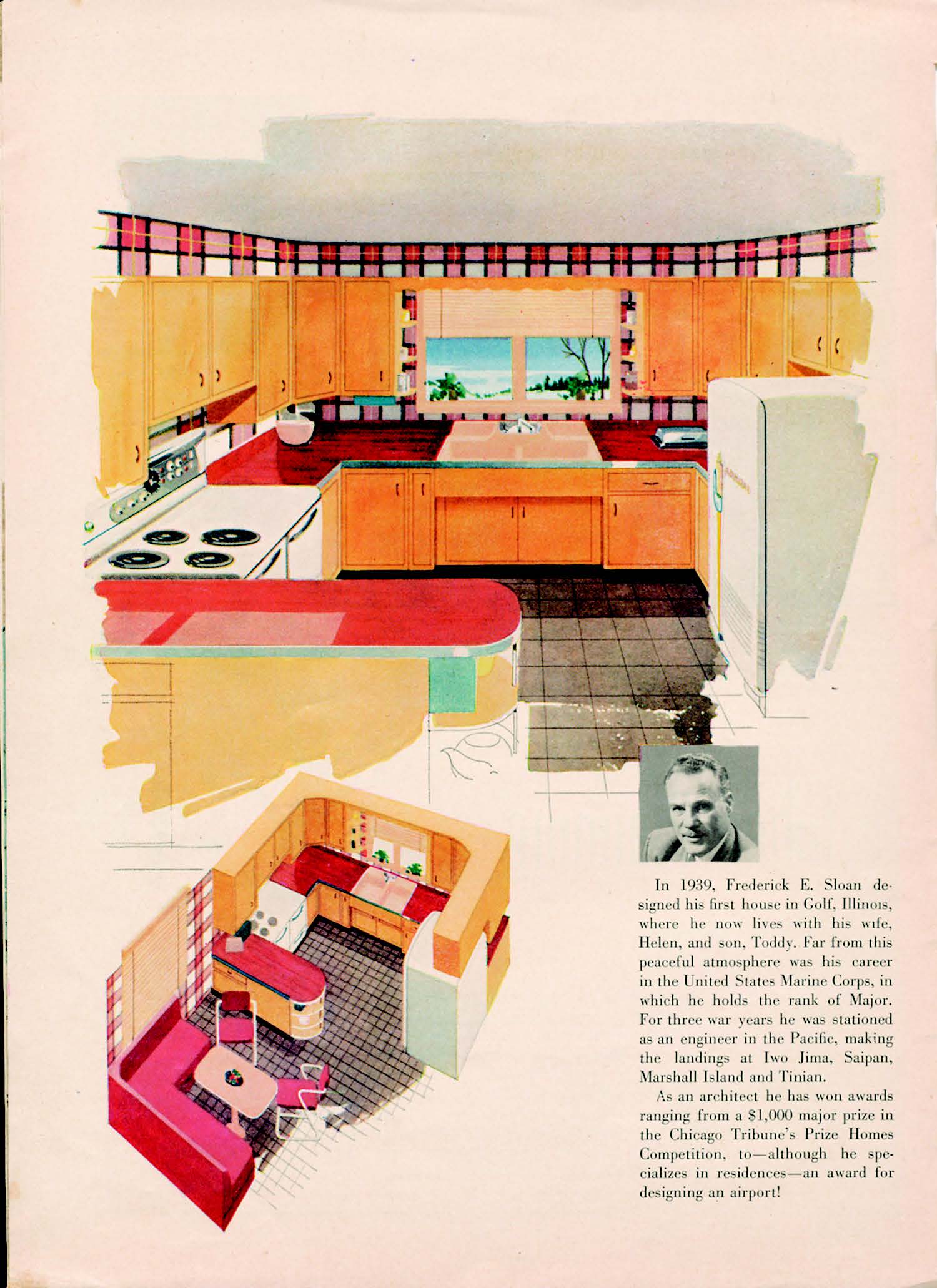 illustration of a 1950s kitchen