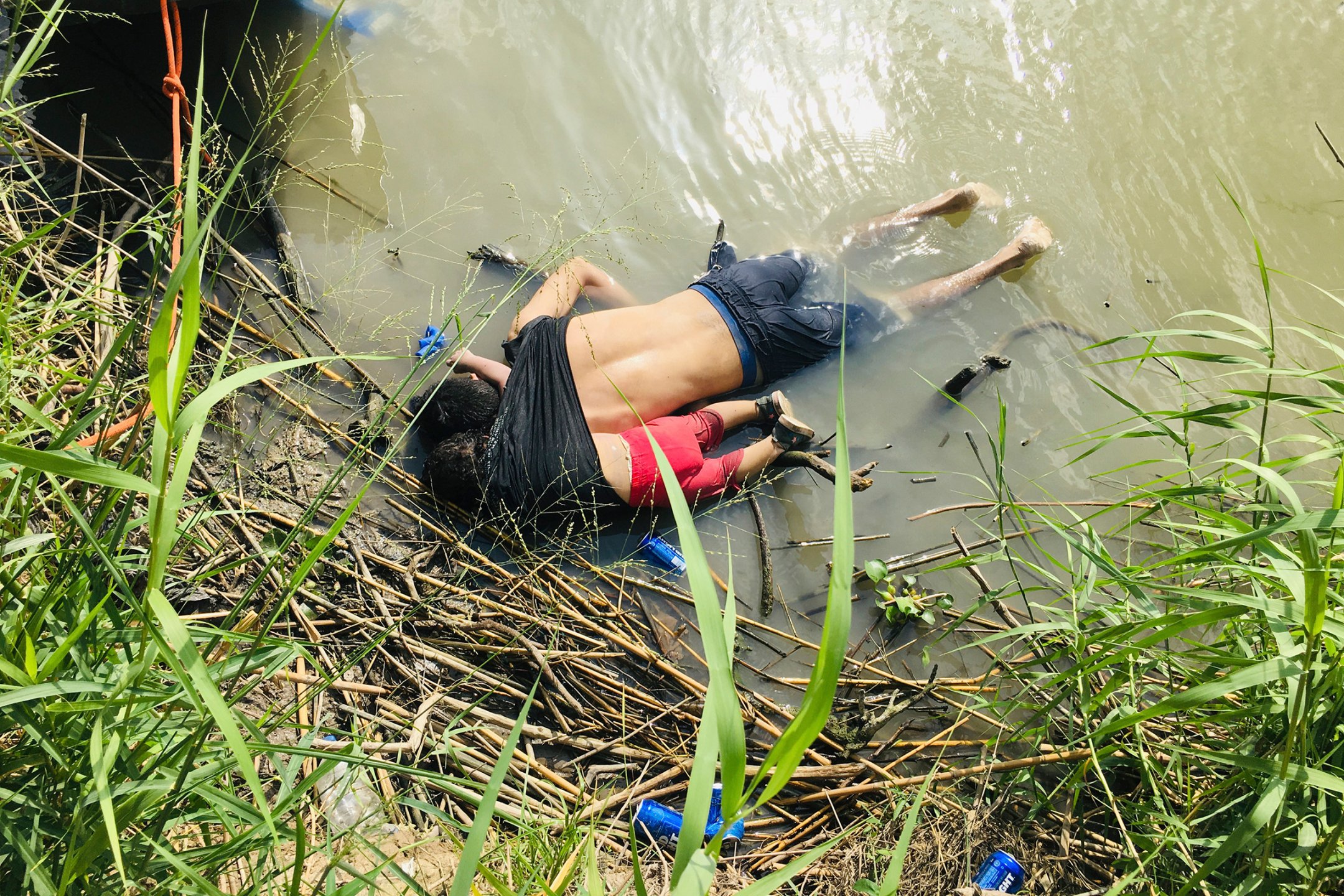 The bodies of Salvadoran migrant Óscar Alberto Martínez Ramírez and his nearly 2-year-old daughter Valeria lying on the banks of the Rio Grande in Matamoros, Mexico, after they drowned trying to cross the river to Brownsville, Texas, on June 24.