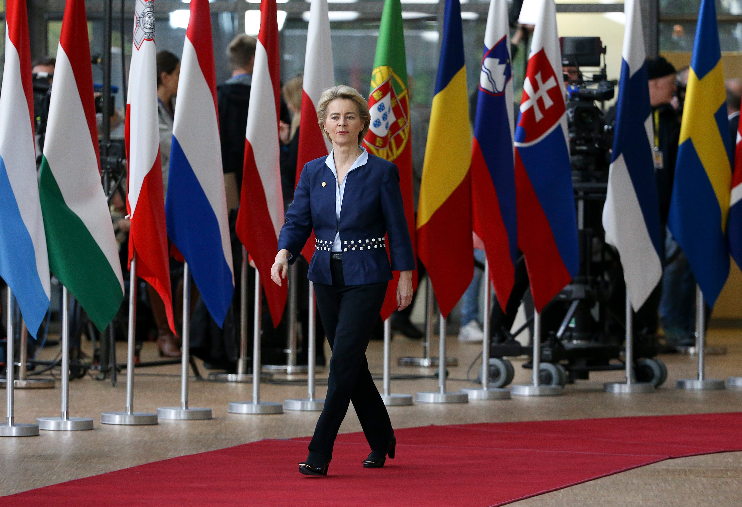 President of the European Commission Ursula von der Leyen arrives for the December European Council in Brussels on Dec. 12, 2019.