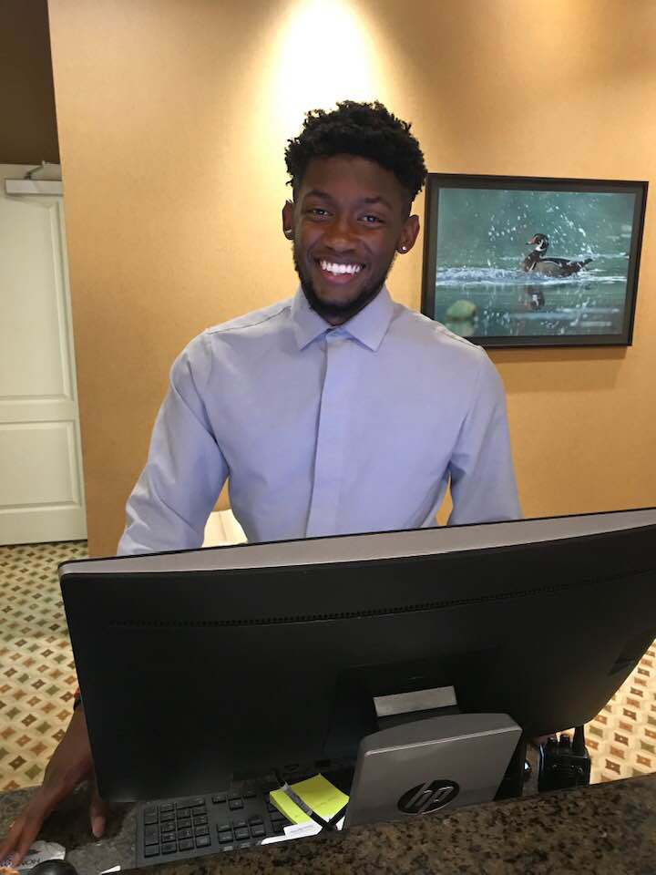 Satchel Smith worked over 30 hours straight at Homewood Suites during Tropical Depression Imelda in Beaumont, Texas in Sept. (Courtesy Angela Chandler)