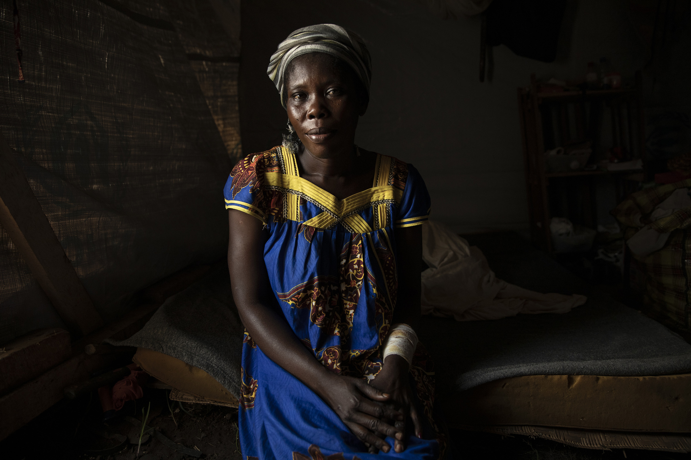 Nina Yaeke, a 30-year-old mother of 8, used to live on Monkey Island, midway between the Central African Republic and the Democratic Republic of Congo. She completely lost her home to flooding, and hopes to live in Bangui in the future. (Adrienne Surprenant—Greenpeace)