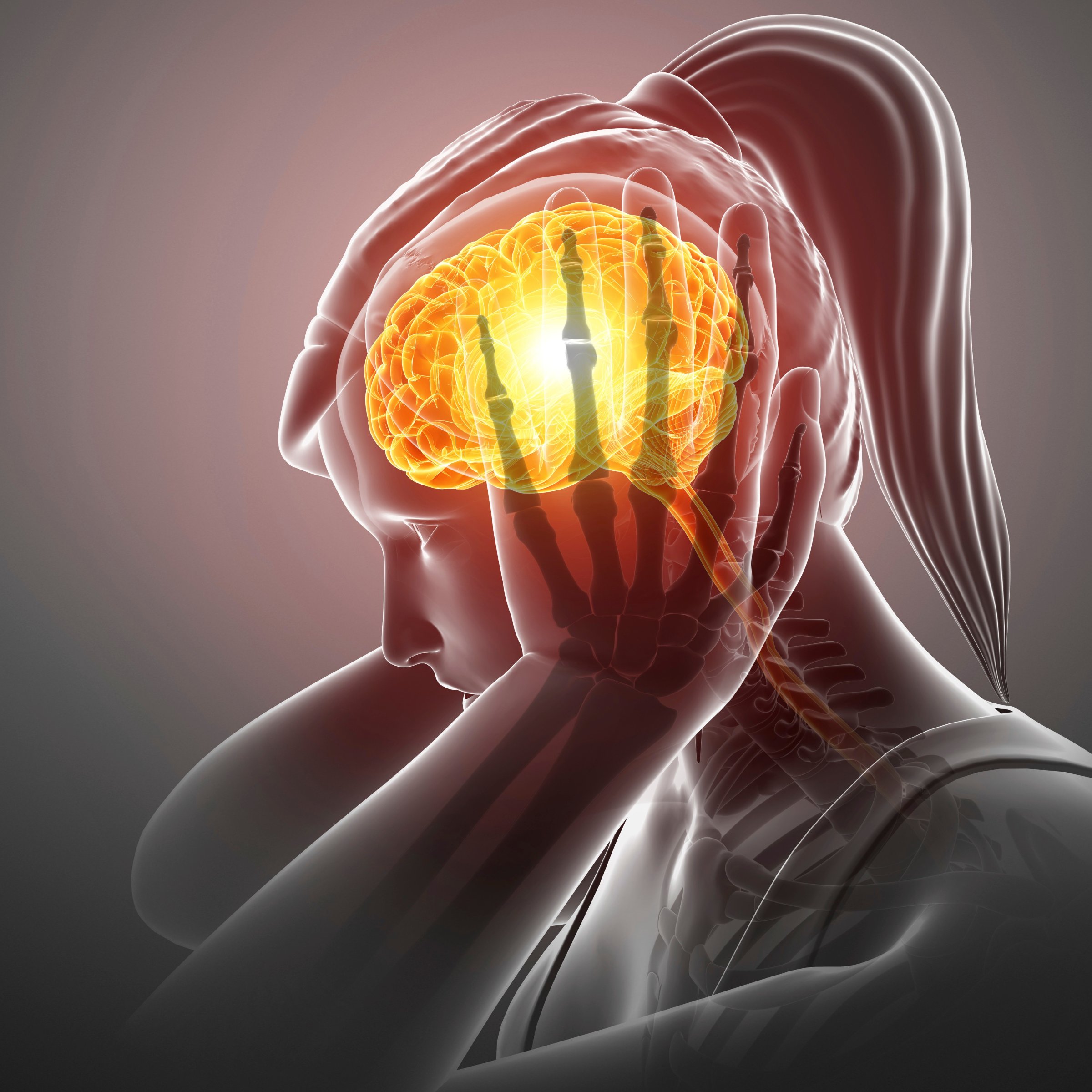Woman with headache, illustration