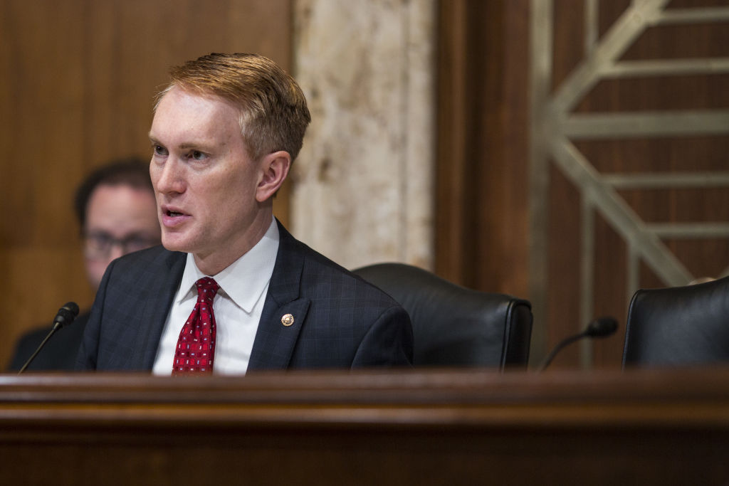 Senator James Lankford, a Republican from Oklahoma and chairman of the Senate Appropriations Subcommittee on Financial Services and General Government, speaks during a Senate Appropriations Subcommittee hearing in Washington, D.C., U.S., on Thursday, May 17, 2018. (Zach Gibson/Bloomberg via Getty Images)