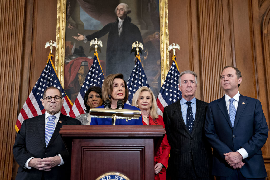 House Democrats announced that the Judiciary Committee is introducing two articles on abuse of power and obstruction of Congress for the next steps in the House impeachment inquiry against President Donald Trump at the U.S. Capitol in Washington, D.C., U.S., on Tuesday, Dec. 10, 2019. (Andrew Harrer/Bloomberg via Getty Images)