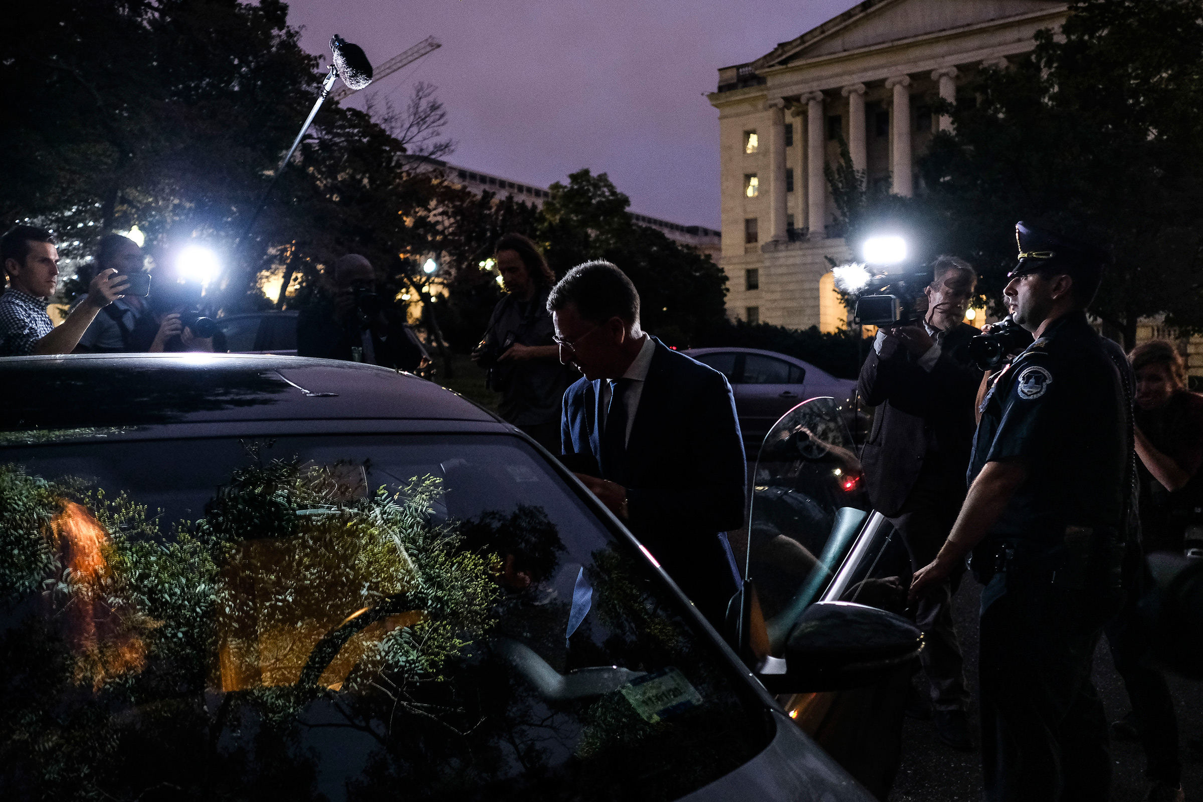 Kurt Volker, former U.S. envoy to Ukraine, leaves the Capitol after delivering hours of testimony in Washington, D.C., on Oct. 3. (Gabriella Demczuk for TIME)