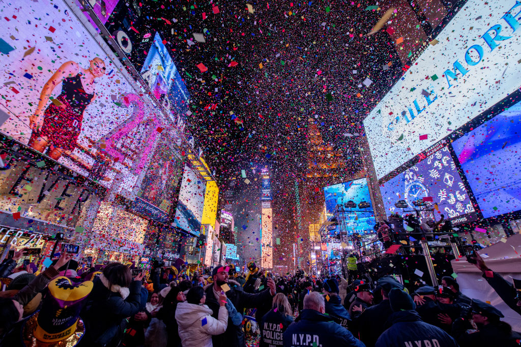 The ball drops during the 2020 New Year Celebration on December 31, 2019 in New York City. (Roy Rochlin—Getty Images)
