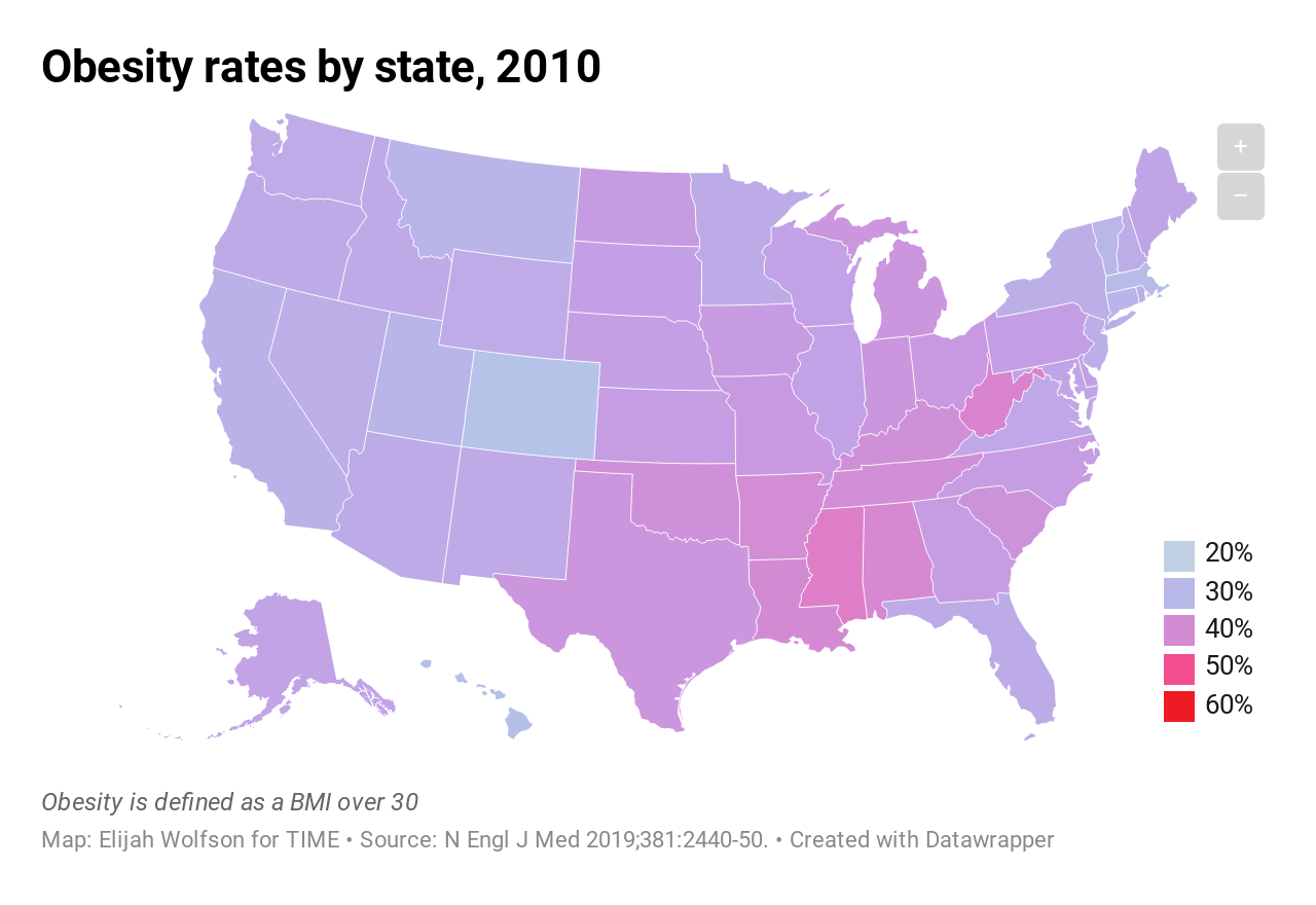 Mapped by State Half U.S. Population Will Be Obese by 2030 Time